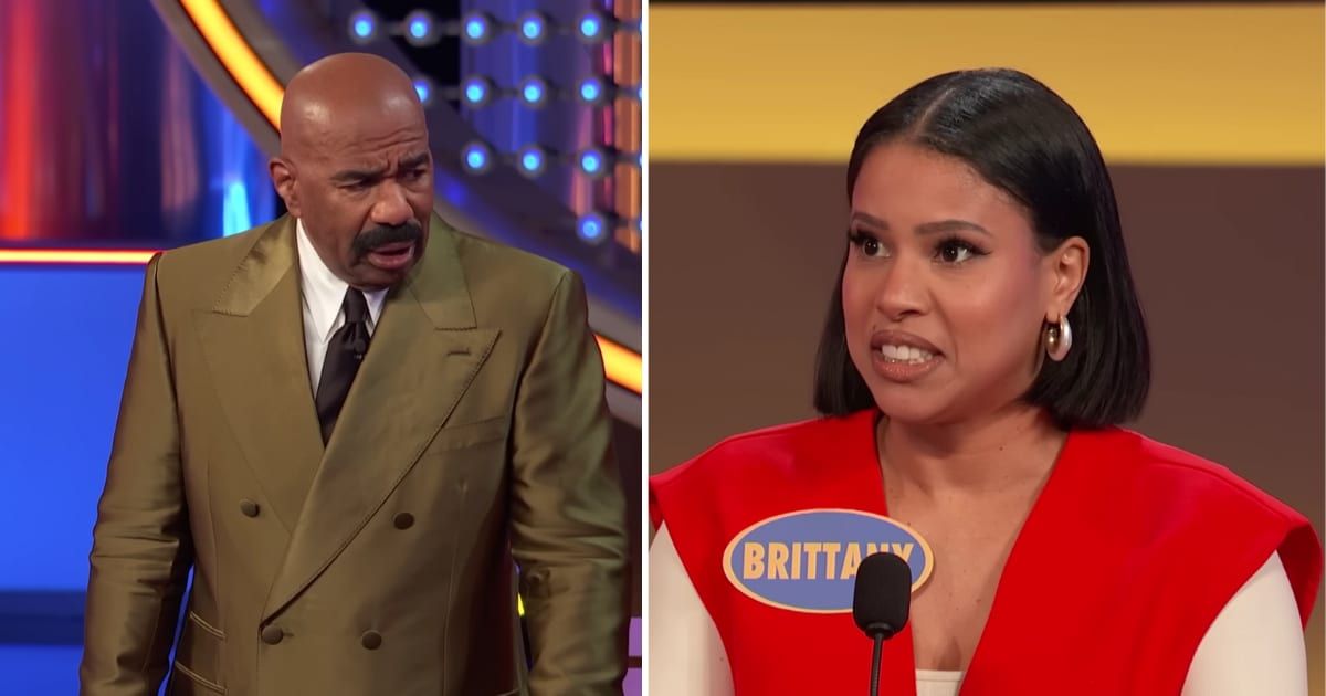 Screenshots showing Steve Harvey and the contestant on "Family Feud" (Cover Image Source: YouTube | Family Feud)