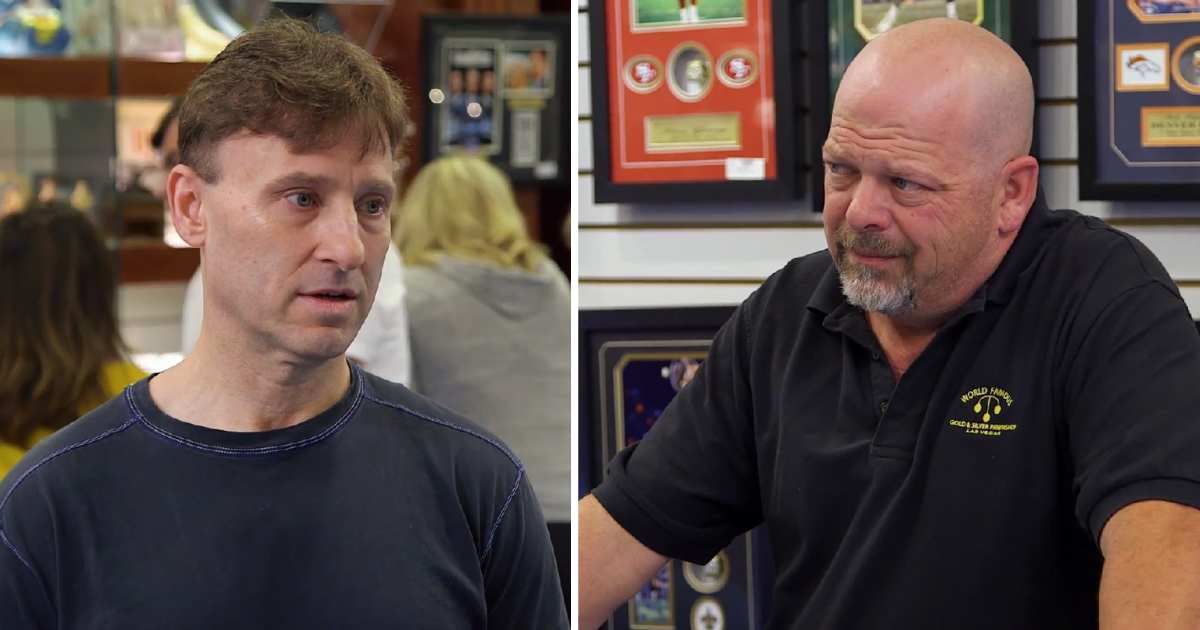 Screenshots showing the guest and Rick Harrison on "Pawn Stars." (Cover Image Source: YouTube | Pawn Stars)