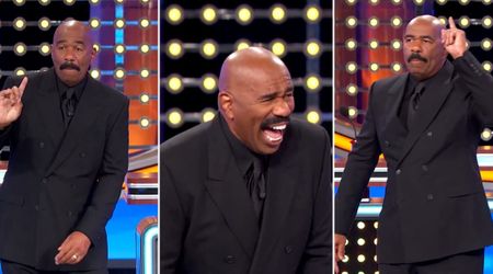 Steve Harvey slams his cards as 'Family Feud' player names a person he spends most money on