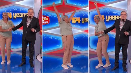 'Price is Right' contestant holds Drew Carey's hand tightly and refuses to let go after a big win