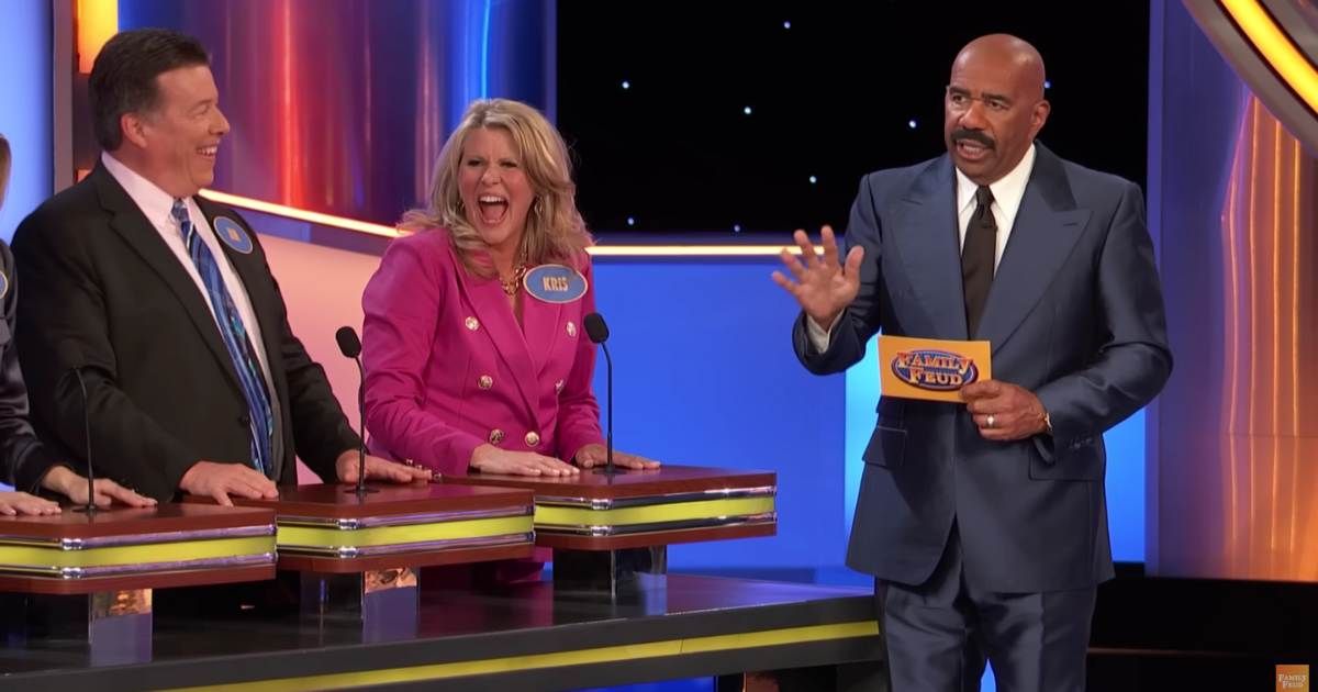 Screenshot showing Steve Harvey with the contestants on "Family Feud" (Cover Image Source: YouTube | Family Feud)