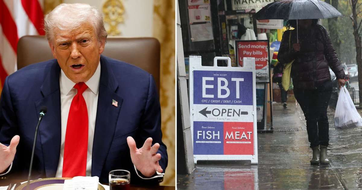 President Donald Trump (L) and a shopper outside a store offering SNAP benefits (Cover image source: Getty Images | Photos by Kevin Dietsch and Michael M. Santiago)