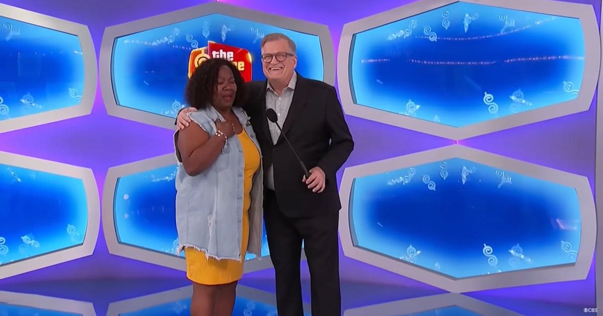 Screenshot showing the contestant in tears alongside Drew Carey (Cover image source: YouTube/The Price Is Right)