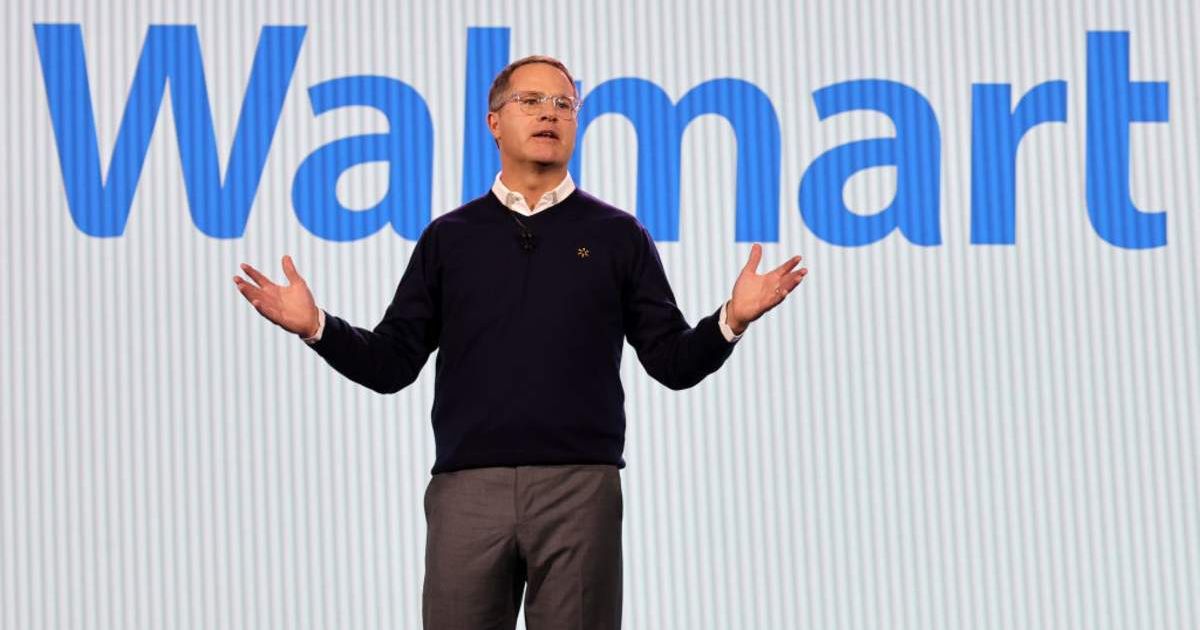 Walmart Inc. President and CEO Doug McMillon delivering a keynote address during CES 2024 (Cover image source: Getty Images/Photo by Ethan Miller)