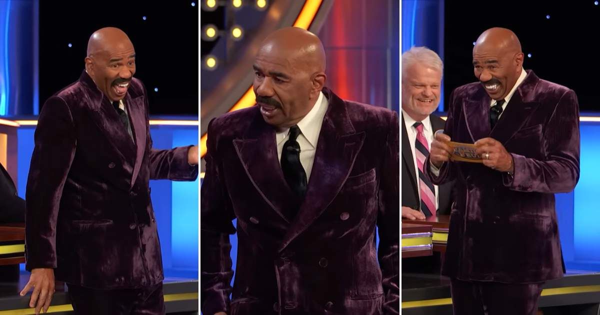 Screenshots showing Steve Harvey's reaction to being asked to attend a Taylor Swift concert (Cover image source: YouTube/Family Feud)