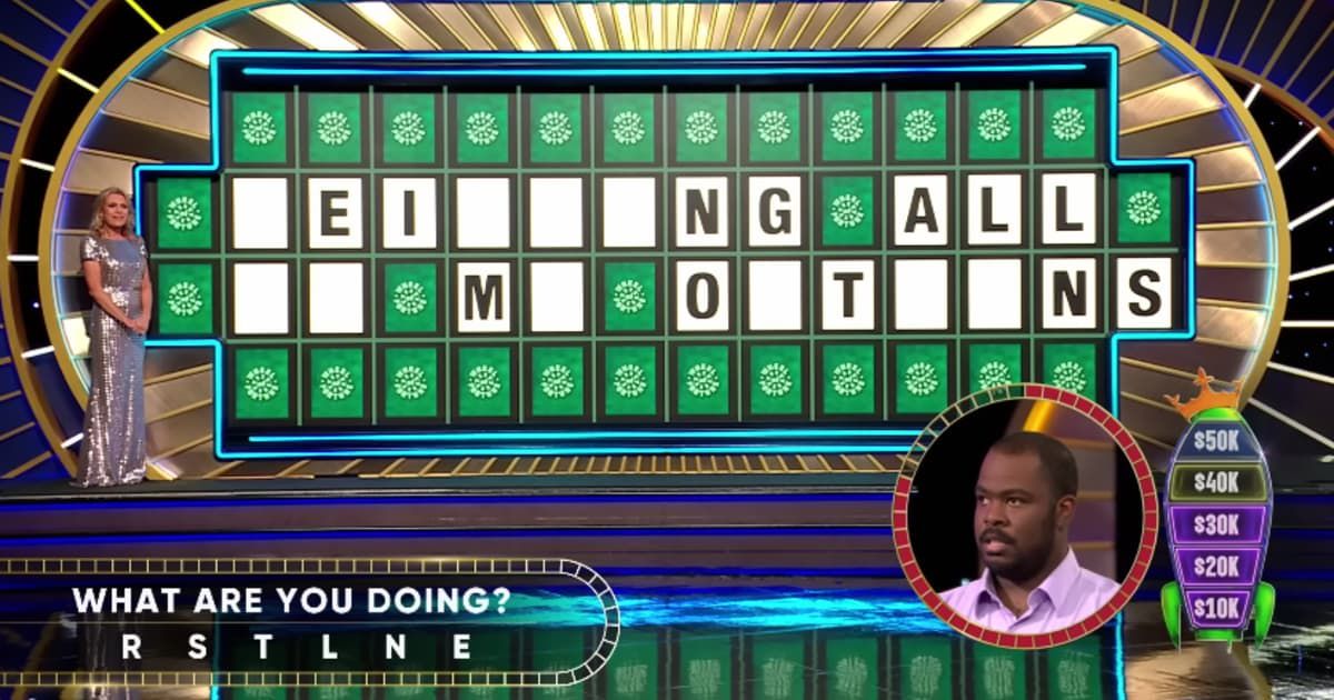 The contestant trying to solve his third puzzle (Cover image source: YouTube | Wheel of Fortune)