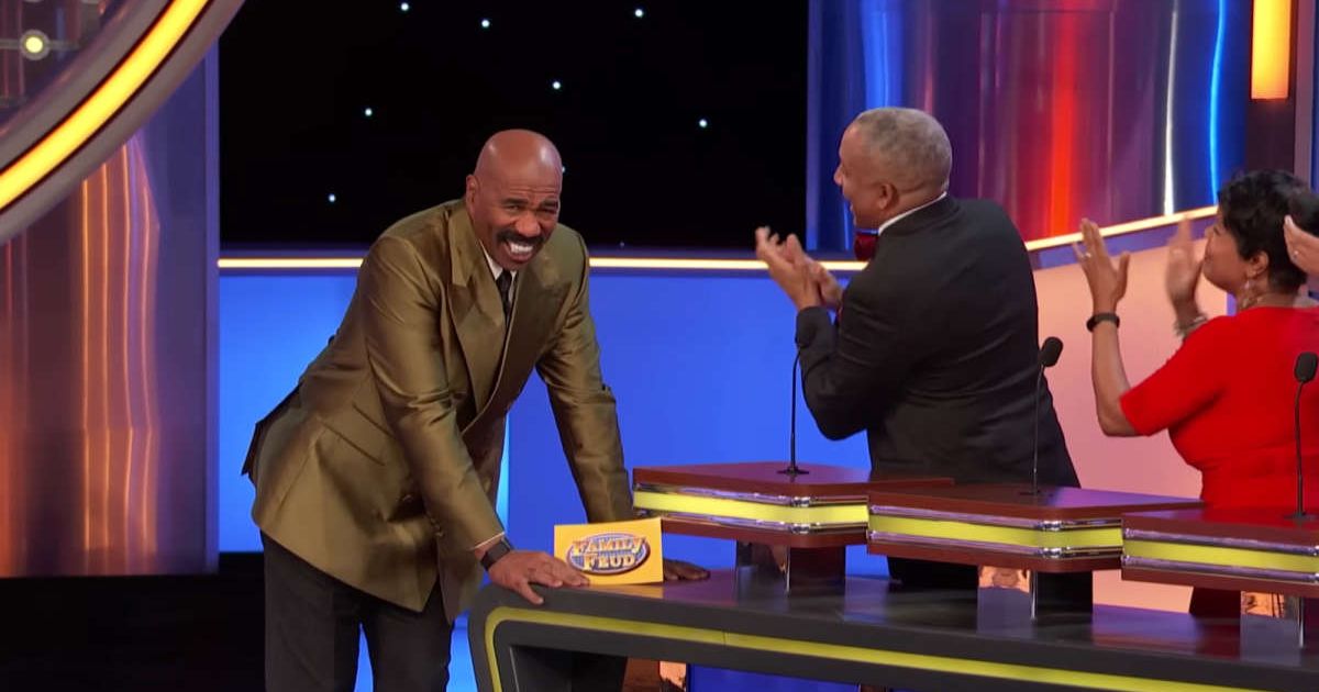 Screenshot showing Steve Harvey with the contestants on "Family Feud" (Cover Image Source: YouTube | Family Feud)