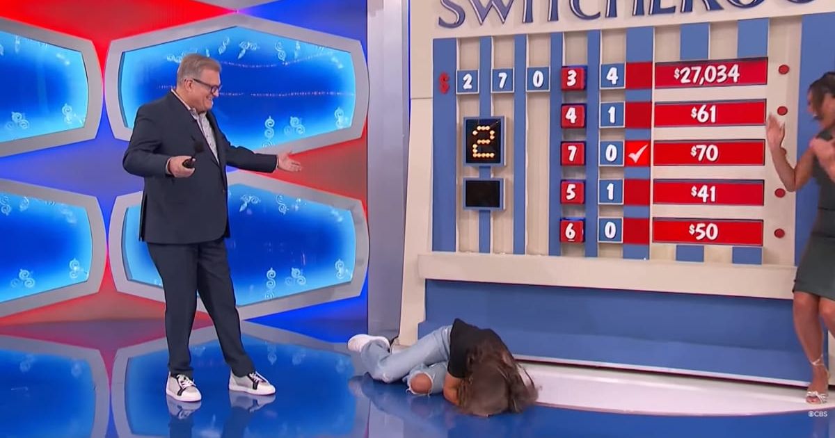 Screenshot showing the contestant on the floor after the big win (Cover image source: YouTube/The Price Is Right)