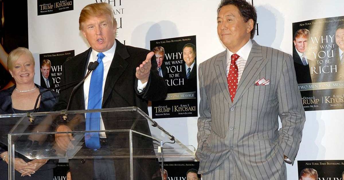 Donald Trump with Robert Kiyosaki at a book launch (Cover image source: Getty Images | Eugene Gologursky)