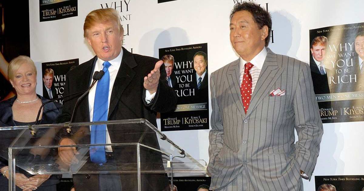 Donald Trump with Robert Kiyosaki at a book launch (Cover image source: Getty Images | Eugene Gologursky)