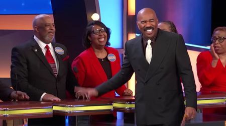 'Family Feud' host Steve Harvey bangs a contestant's desk after hearing a wild answer