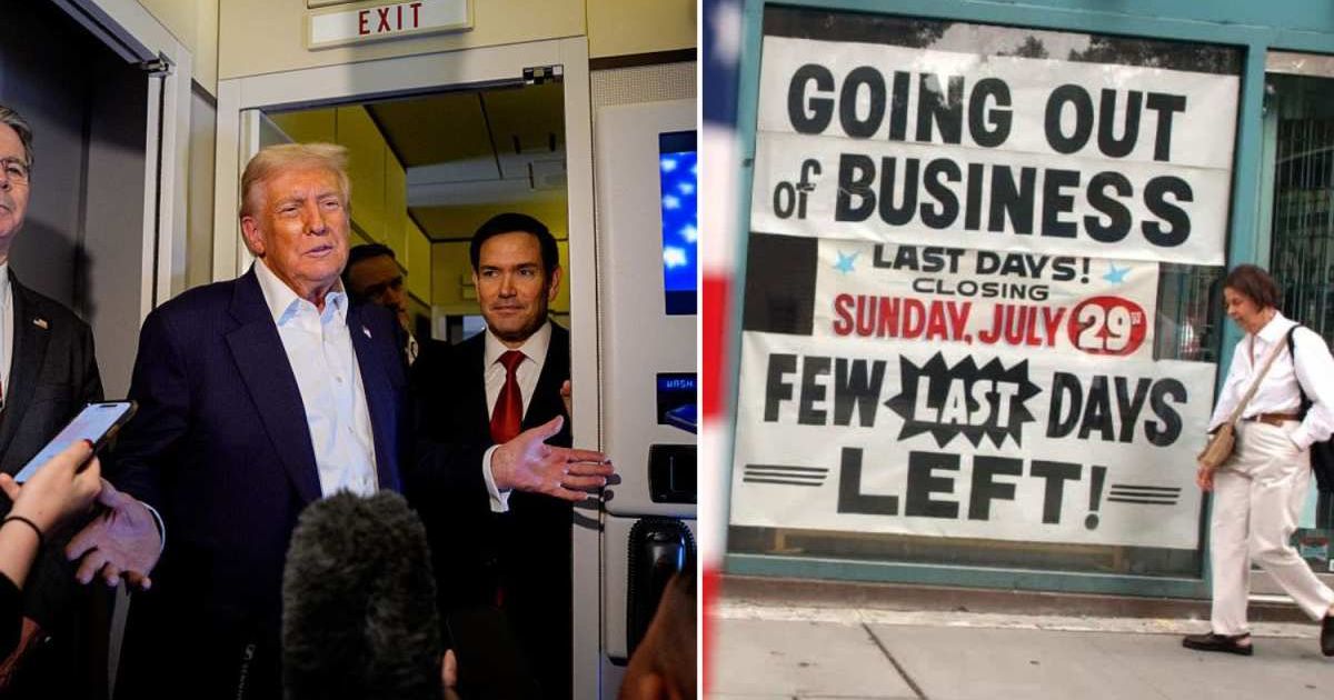 Picture of President Trump and a shop out of business (Cover Image Source: Getty Images | Photo by Spencer Platt) 