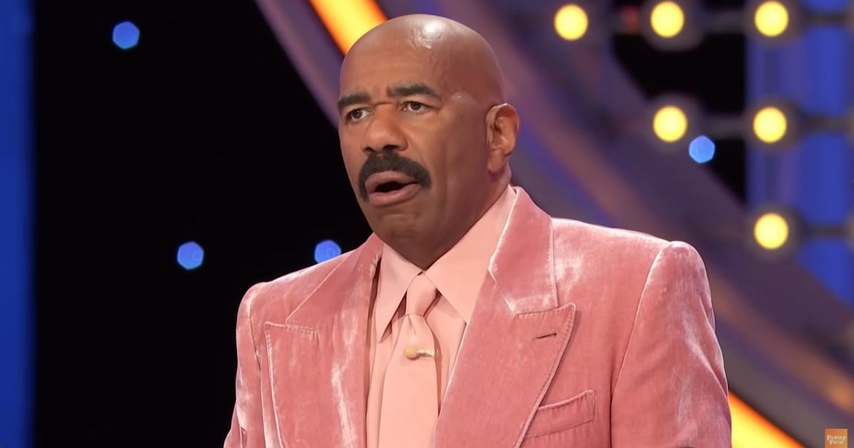 Screenshot showing Steve Harvey's reaction to one of the answers (Cover image source: YouTube/Family Feud)