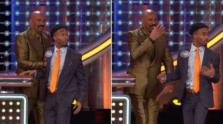 'Family Feud' host Steve Harvey gets physical with indecisive player — pushes him for wasting time