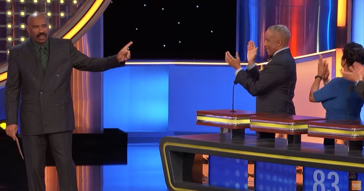 Screenshot showing Steve Harvey praising the contestant for his answer (Cover image source: YouTube/Family Feud)
