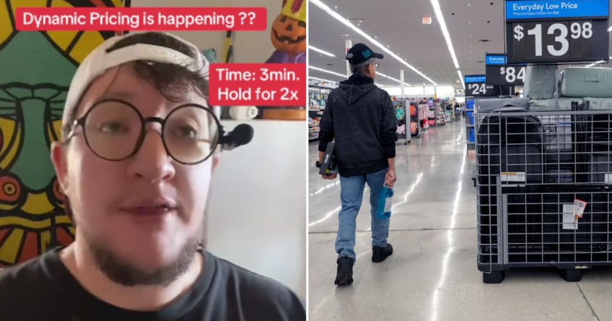 Screenshot of the user and a customer at the Walmart store (Cover image source: TikTok | __discokingj__ and Getty Images | Joe Raedle)