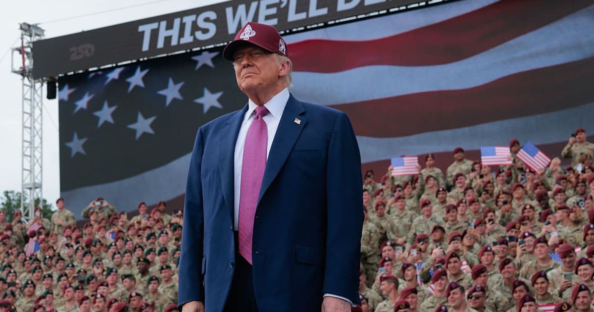 U.S. President Donald Trump takes the stage during a rally with U.S. Army troops on June 10, 2025 (Cover image source: Getty Images/Photo by Anna Moneymaker)