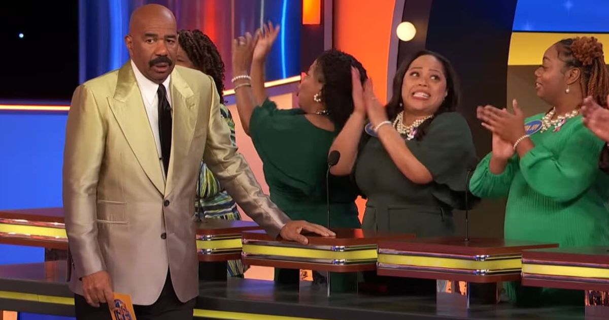 Screenshot showing Steve Harvey's stunned reaction (Cover image source: Family Feud/Market Realist)