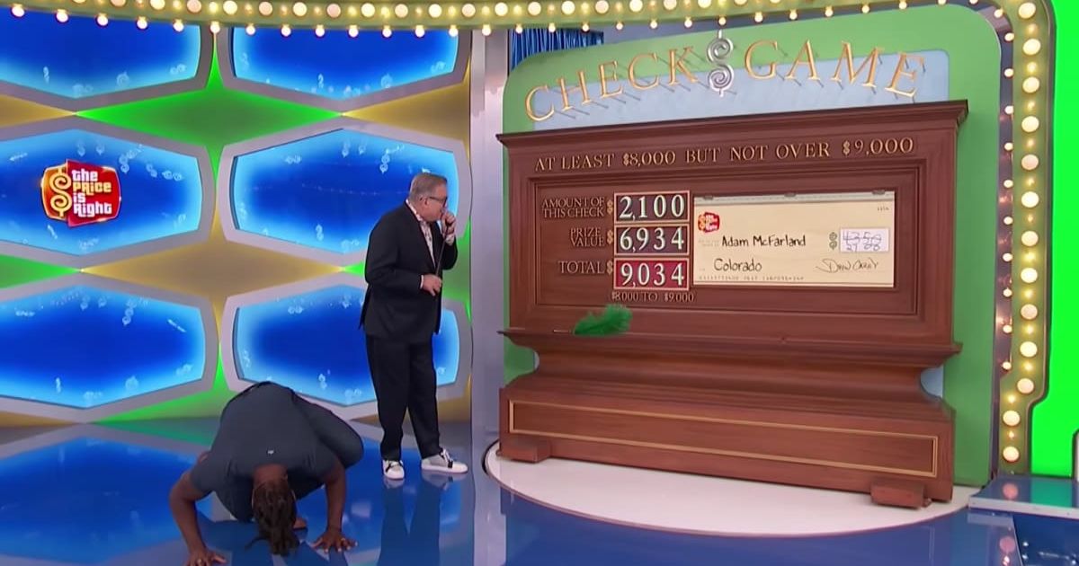 Screenshot showing the contestant and Drew Carey on "The Price Is Right." (Cover Image Source: YouTube | The Price Is Right)