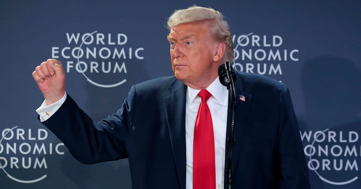 U.S. President Donald Trump speaks during a reception for business leaders at the World Economic Forum (WEF) Annual Meeting (Cover image source: Getty Images/Photo by Chip Somodevilla)