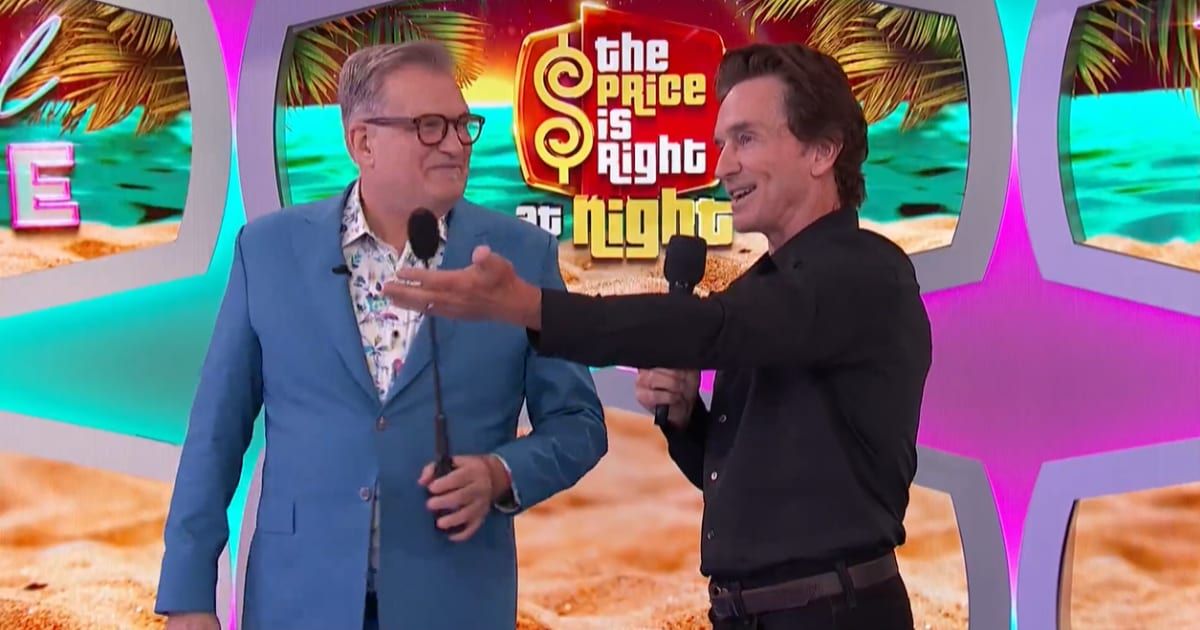Screenshot showing Drew Carey alongside Survivor host Jeff Probst (Cover image source: TV Insider/The Price Is Right)