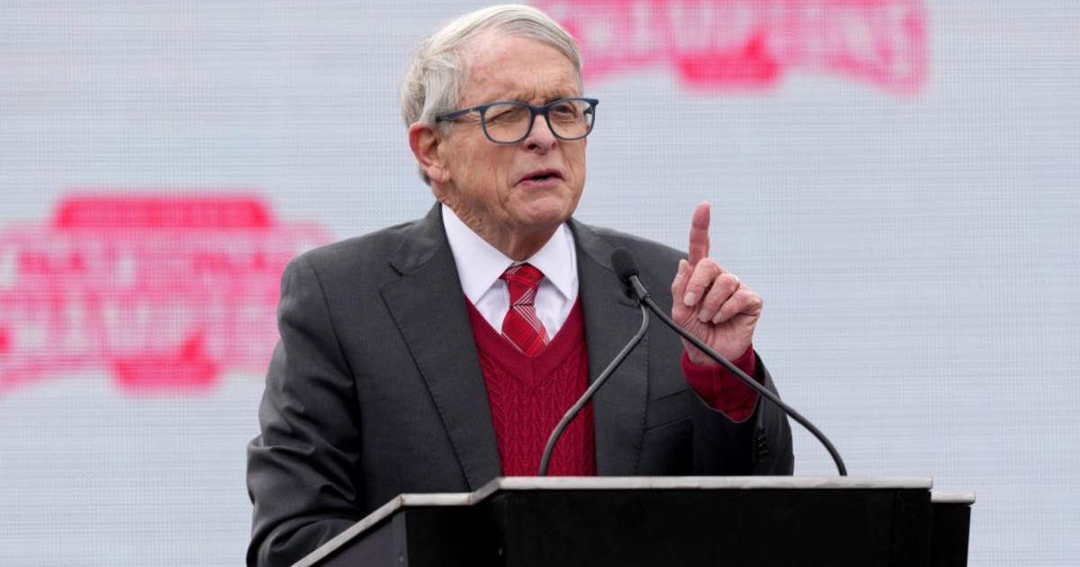 Ohio Governor Mike DeWine delivers remarks during the NCAA Football Championship celebration at Ohio Stadium (Cover image source: Getty Images/Photo by Jason Mowry)