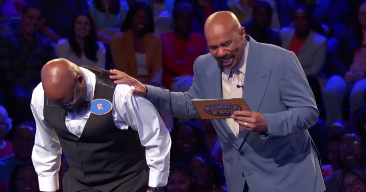 Steve Harvey with the contestant (Cover image source: YouTube | Family Feud)