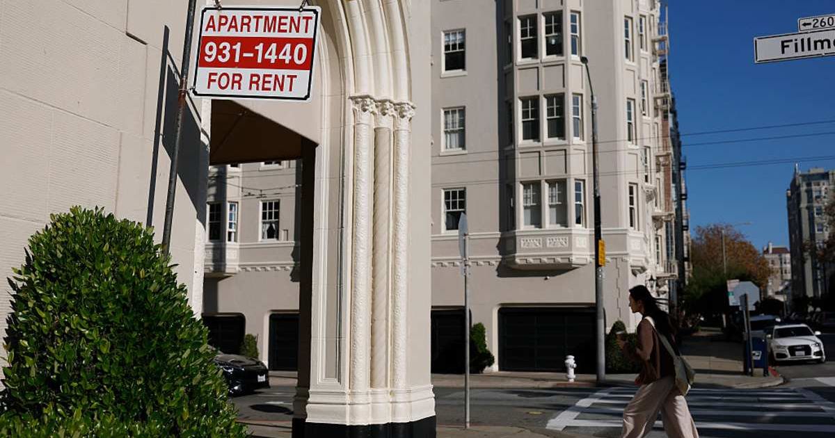 An apartment for rent sign hangs outside of an apartment building on December 04, 2025 in San Francisco, California. (Image source: Getty Images | Justin Sullivan)