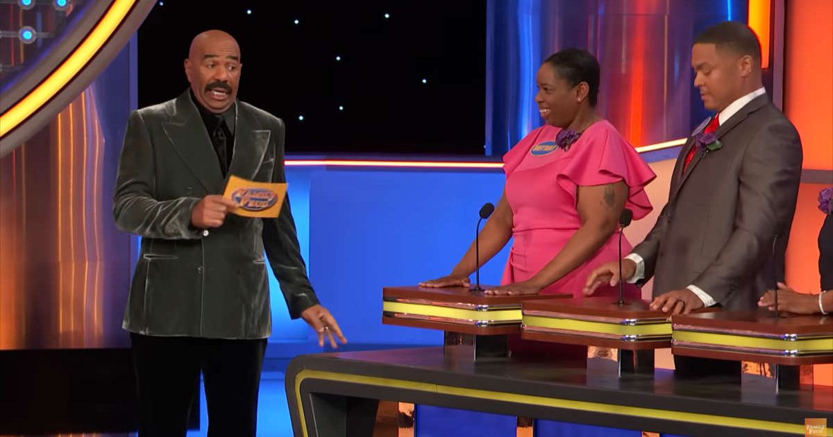 Screenshot showing Steve Harvey's reaction to an answer (Cover image source: YouTube/Family Feud)