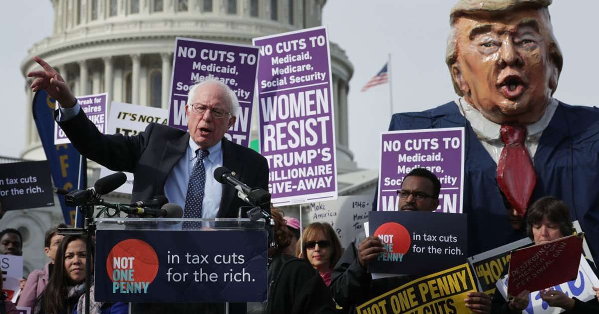 Sen. Bernie Sanders (I-VT) addresses a rally against the Republican tax plan outside the U.S. Capitol November (Cover image source: Getty Images/Photo by Chip Somodevilla)