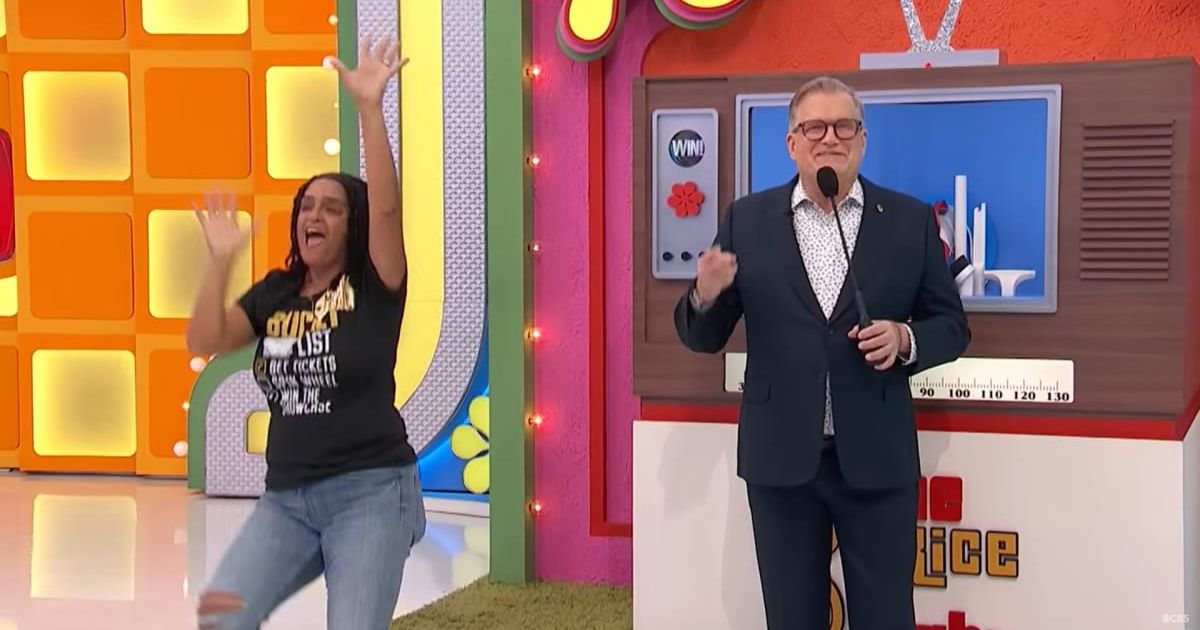 Screenshot showing the contestant dancing beside Drew Carey (Cover image source: YouTube/The Price Is Right)