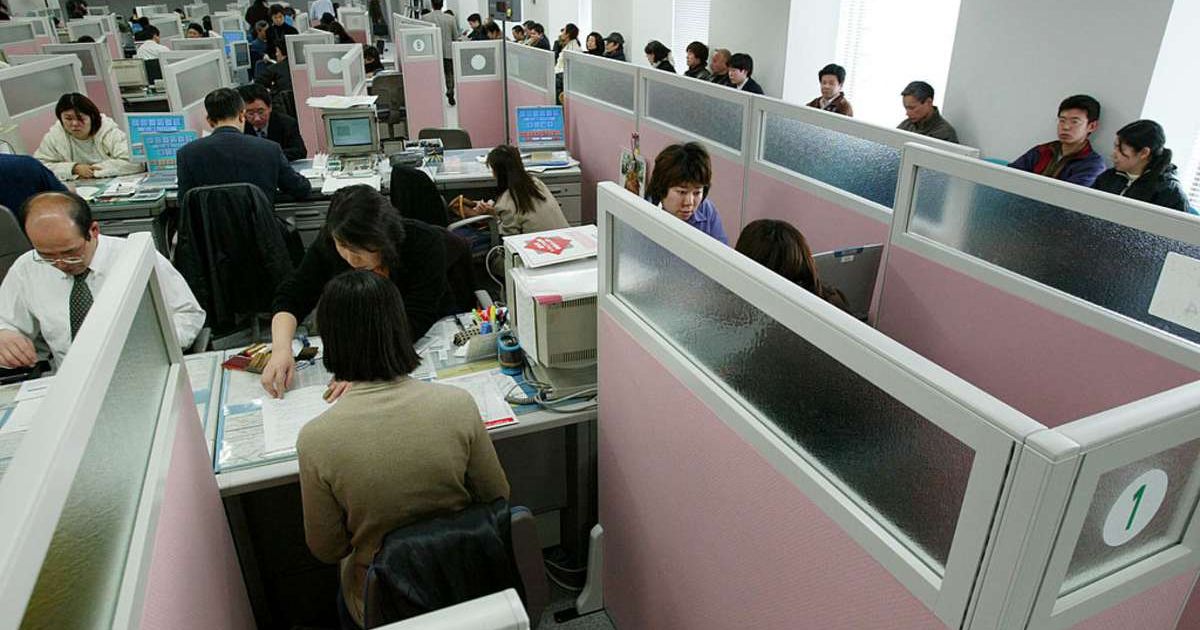 TOKYO - FEBRUARY 10: Unemployed Japanese consult with staff members at the newly opened public employment security office February 10, 2003 in Tokyo, Japan. The jobless rate matched a record high of 5.5 percent in December 2002. A decline in consumer spen