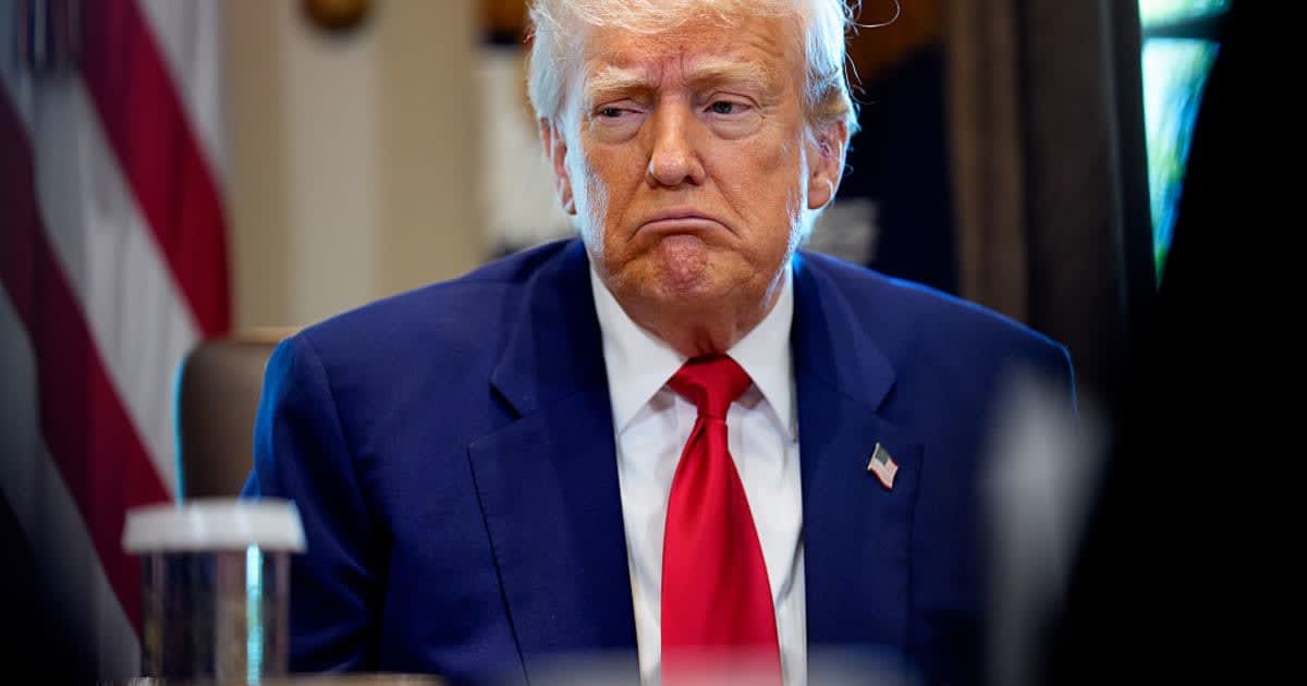 U.S. President Donald Trump reacts to a question during a Cabinet meeting (Image source: Getty Images/Photo by Andrew Harnik)