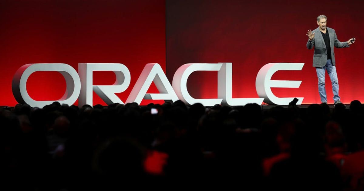  Oracle co-founder and Chairman Larry Ellison delivers a keynote address during the Oracle OpenWorld (Cover image source: Getty Images/Photo by Justin Sullivan)