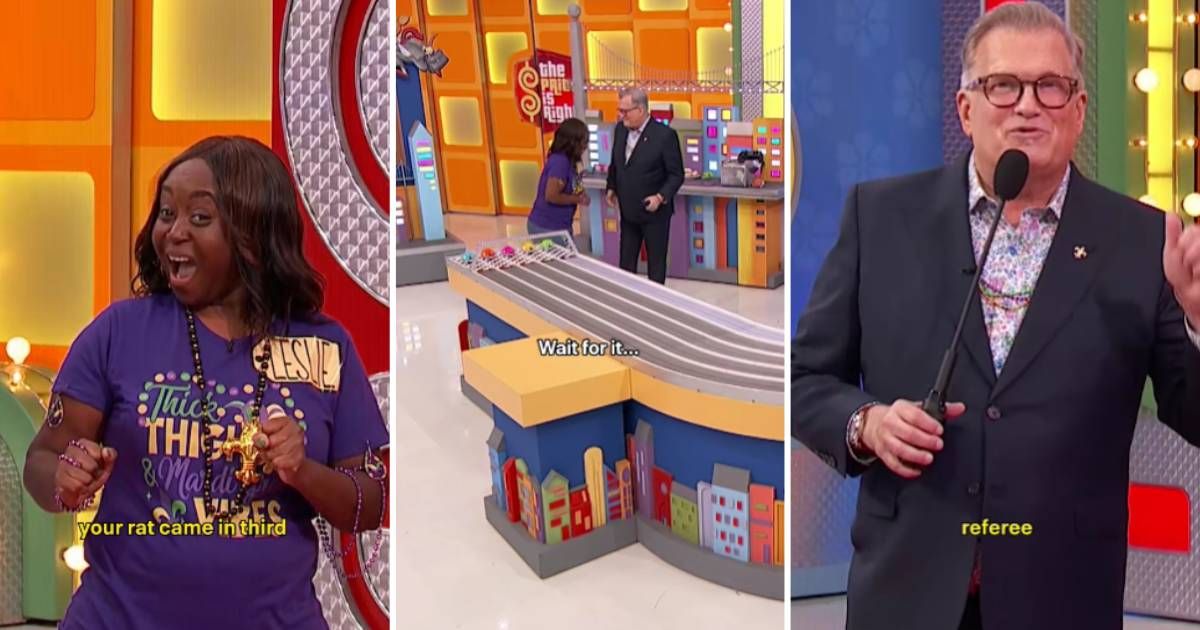 Screenshots showing the contestant and Drew Carey on "The Price Is Right." (Cover Image Source: Instagram | @therealpriceisright)