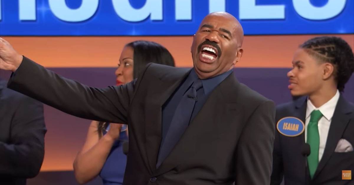 Screenshot showing Steve Harvey roasting the contestant (Cover image source: YouTube/Family Feud)
