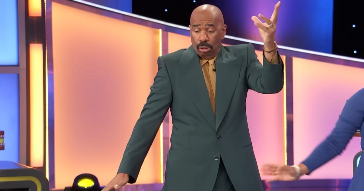 Screenshot showing Harvey taking the show away  (Image source: YouTube/Family Feud)