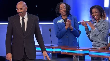 'Family Feud' host Steve Harvey plays along with a player's confidence despite her wild answer