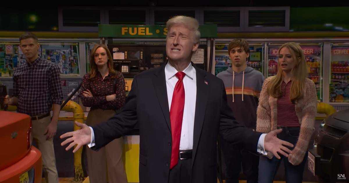 Screenshot showing James Austin Johnson playing President Donald Trump in the SNL skit (Cover image source: YouTube/Saturday Night Live)